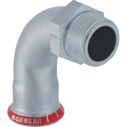 Persovergangsbocht 90°, staal, 28mm x 1" M, verwarming, Geberit Mapress C-Staal