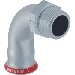Persovergangsbocht 90°, staal, 35mm x 5/4" M, verwarming, Geberit Mapress C-Staal