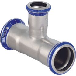 Persverloop-T, inox, 22x15x22mm FFF, (drink)water, Geberit Mapress RVS