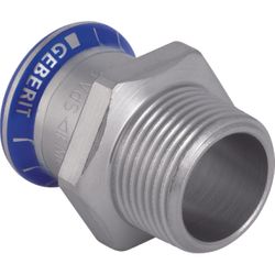 Persovergangsstuk, inox, 54mm x 2" M, Geberit Mapress RVS
