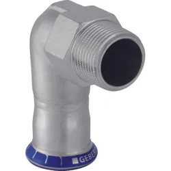 Persovergangsbocht 90°, inox, 15mm x 1/2" M, (drink)water, Geberit Mapress RVS