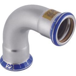 Persbocht 90°, inox, 15mm FF, gas, Geberit Mapress RVS