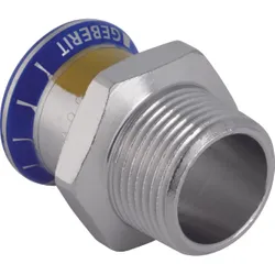 Persovergangsstuk, inox, 35mm x 5/4" M, Geberit Mapress RVS