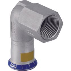 Persovergangsbocht 90°, inox, 15mm x 1/2" F, gas, Geberit Mapress RVS