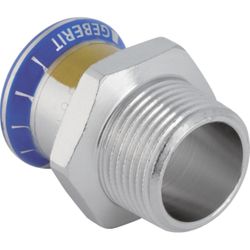 Persovergangsstuk, inox, 22mm x 1" M, Geberit Mapres RVS