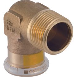 Coude de transition à sertir 90°, cuivre, 22mm x 3/4" M, gaz, Geberit Mapress Koper