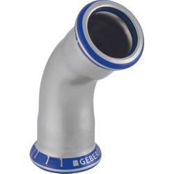 Persbocht 45°, inox, 42mm FF, solar, Geberit Mapress FKM RVS