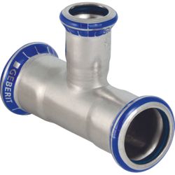 Persverloop-T, inox, 76.1x35x76.1mm FFF, solar, Geberit Mapress FKM RVS