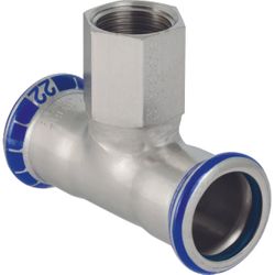 Persovergangs-T-stuk, inox, 35 x 3/4" x 35 F, solar, Geberit Mapress FKM RVS