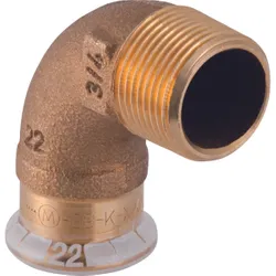 Persovergangsbocht 90°, koper, 18mm x 1/2" M, (drink)water, Geberit Mapress Koper