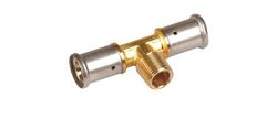 Persovergangs-T-stuk, messing, 16/2 x 1/2" x 16/2 M, (drink)water, Henco