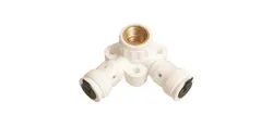 Dubbele steekmuurplaat, kunststof, 16mm x1/2" F, (drink)water, Henco Vision - Push Fit