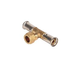 Té de transition à sertir, laiton, 16/2 x 15mm x 16/2 à compression, eau potable, Henco
