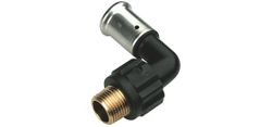 Coude de transition à sertir 90°, plastique, 32/3mm x 1" M, eau potable, Henco PVDF