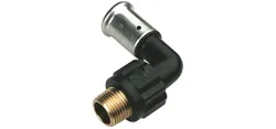 Coude de transition à sertir 90°, plastique, 20/2mm x 1/2" M, eau potable, Henco PVDF