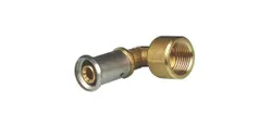 Persovergangsknie 90°, messing, 16/2mm x 1/2" F, (drink)water, Henco