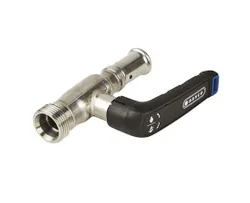 Kogelkraan 2-delig recht met volle doorlaat, 3/4" x 26mm M-pers, Henco