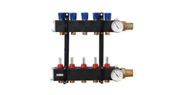 Collector voor vloerverwarming 1" + 2 x 3/4", Henco, kunststof, met ontluchting, ,, ,, met doorstroommeter, ,
