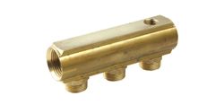 Verdeler voor CV 1" + 2 x 3/4", Henco, messing, met ontluchting