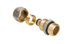 Knelovergangsstuk, messing, 16/2mm  x 1/2" M, (drink)water, Henco