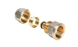 Knelovergangsstuk, messing, 16/2mm  x 1/2" F, (drink)water, Henco