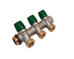 Verdeler voor CV 3/4" + 2 x 3/4", Henco, messing, groen
