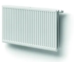 Radiateur panneau, Henrad Hygiene ECO Galva 20, HxL=600x1400mm, 1432W (75/65/20), blanc, RAL9016, racord  à droite  au milieu