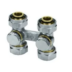 H-onderblok, IMI Heimeier Vekotec, 3/4" ek, recht, tweepijp, brons