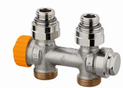 H-onderblok, IMI Heimeier Multilux Eclipse, 3/4" ek-1/2", recht, tweepijp, brons