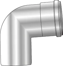 Enkelwandige rookgasbocht, Isoleco, 87°, Ø80mm, inox, met lipring