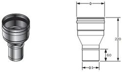 Adaptateur concentrique ventouse, Isoleco, inox, simple paroi/simple paroi, sur demande - 200mm