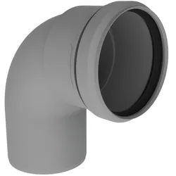 Enkelwandige rookgasbocht, Burgerhout Twinline 452, 90°, Ø80mm, kunststof, met lipring