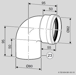 enkelwandige rookgasbocht Bosch 90° Ø80mm aluminium AZ 278