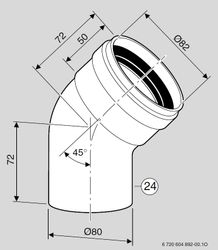 enkelwandige rookgasbocht Bosch 45° Ø80mm aluminium AZ 279