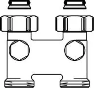 H-onderblok, Oventrop Multimodul, 3/4" ek-3/4" binnendraad, recht, tweepijp, messing