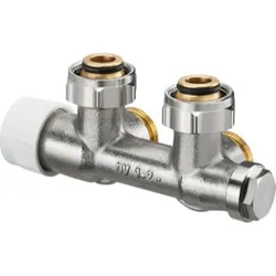 Sous-bloc en H, Oventrop Multiblock T, 3/4" ek, équerre, bitube, laiton