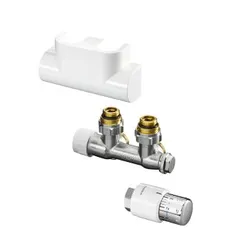 Sous-bloc en H, Oventrop Multiblock T, 1/2", équerre, bitube, laiton