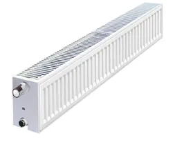 Paneelradiator, Radson Integra plint 22, HxL=200x2300mm, 1789W (75/65/20), wit, RAL9016, aansluiting rechts