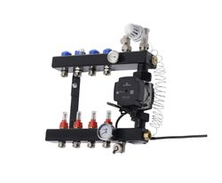 Collector voor vloerverwarming 1/2" + 2 x 3/4", Radson LT, staal, met ontluchting, met thermische stelaandrijving,, met regeling,, ,