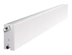 Paneelradiator, Radson Parada plint 22, HxL=200x2300mm, 1665W (75/65/20), wit, RAL9016, aansluiting rechts