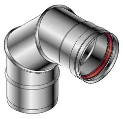 Enkelwandige rookgasbocht, Roccheggiani SPG/SP2 605, 90°, Ø80mm, inox, met lipring