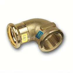 Persovergangsknie 90°, brons, 22mm x 3/4" F, gas / (drink)water, Sanha HydroGas
