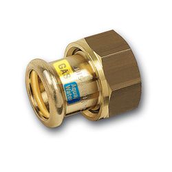 Raccord 2 pièces à sertir, bronze, 12mm x 1/2" FF, gaz / eau potable, Sanha HydroGas