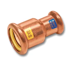 Persverloopmof, koper, 22x15mm FF, gas / (drink)water, Sanha HydroGas
