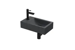 Fonteinpack 40x23 blue stone mat zwart gat L fontein-kraan-design sifon-afvoerplug-bevestiging