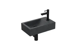 Fonteinpack 40x23 blue stone mat zwart gat R fontein-kraan-design sifon-afvoerplug-bevestiging