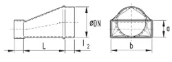 verloopstuk vierkant op rond Sanutal air Mecano Ø125mm 220x55mm