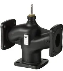 Driewegafsluiter, Siemens VXF32, DN65, flens, PN10, elektromotor