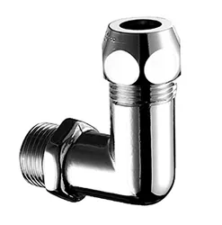 Knelovergangsknie, messing, 10mm x 3/8" M, (drink)water, Schell