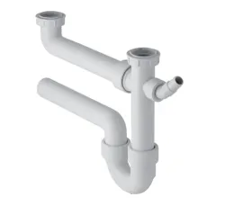 GEBERIT 152814111 SIFON 2 SPOELBAKKEN + AFV. BOCHT PP WIT 5/4-6/4X40 Geberit